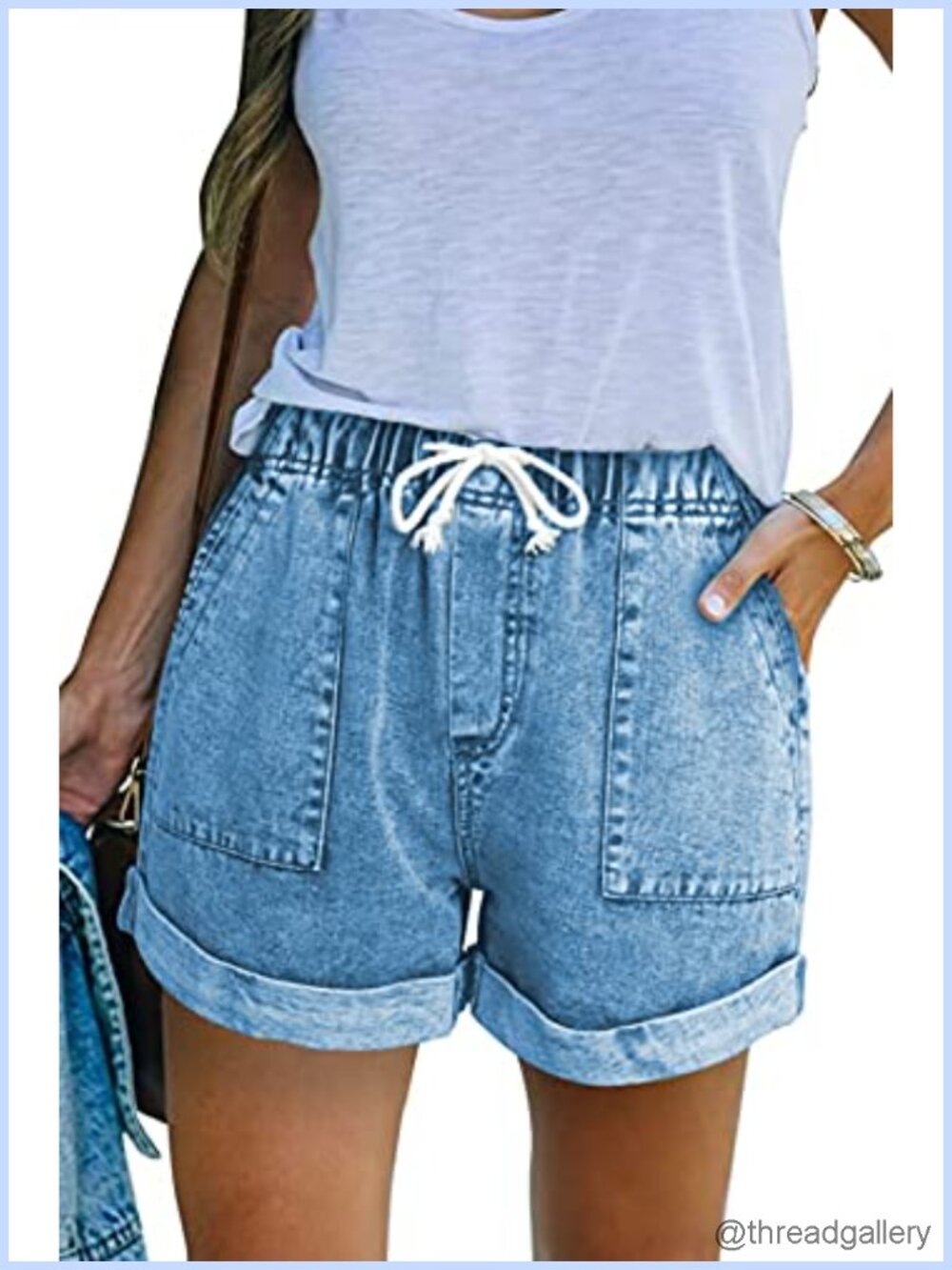 Mid Rise Ripped Denim Jean Shorts Frayed Stretchy Summer